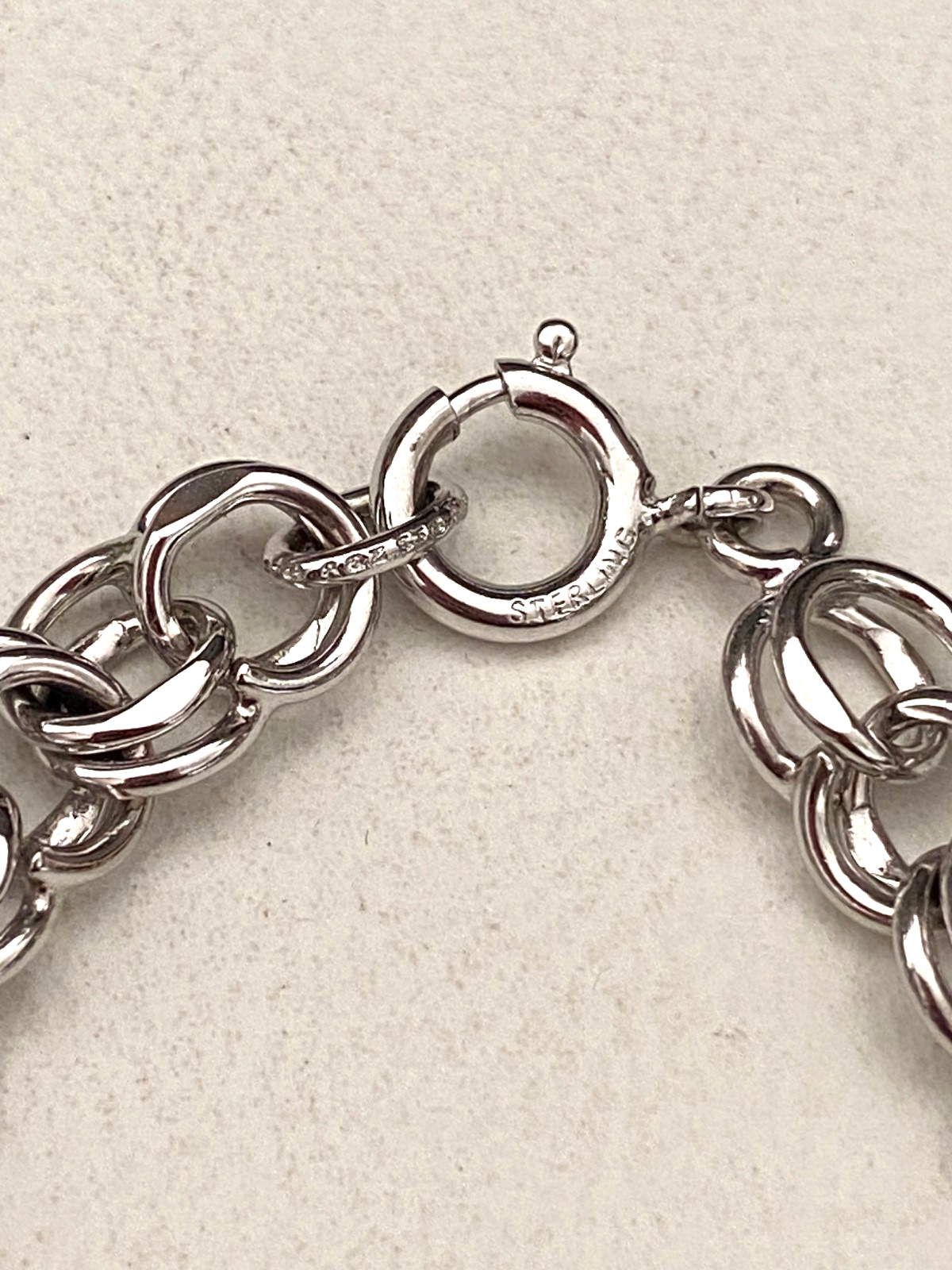 Vintage Fixed Double Link Charm Bracelet Sterling Silver 7.25” unisex