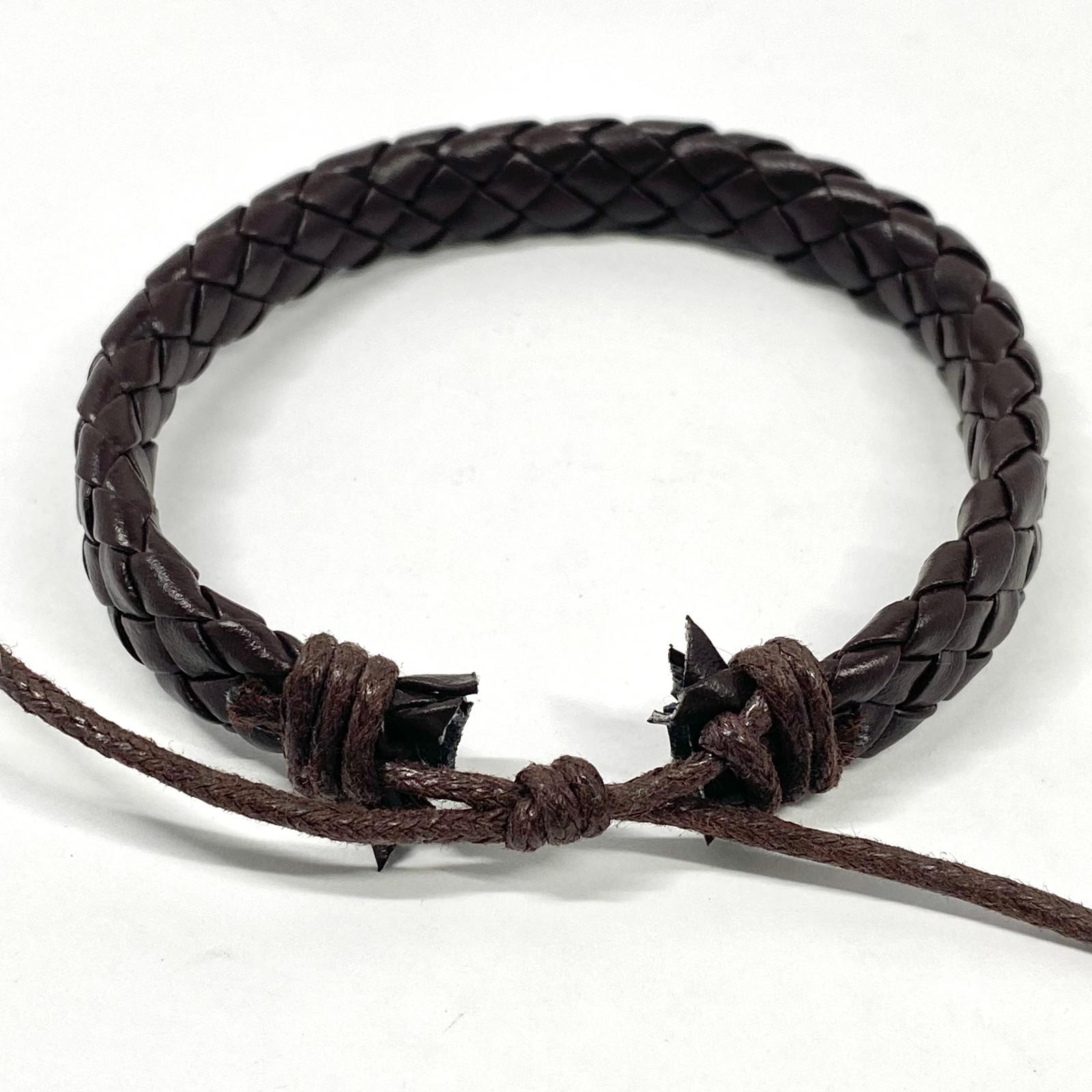 Adjustable Braided Faux Leather Bracelet Brown Woven Rope Cord Wristband Gift