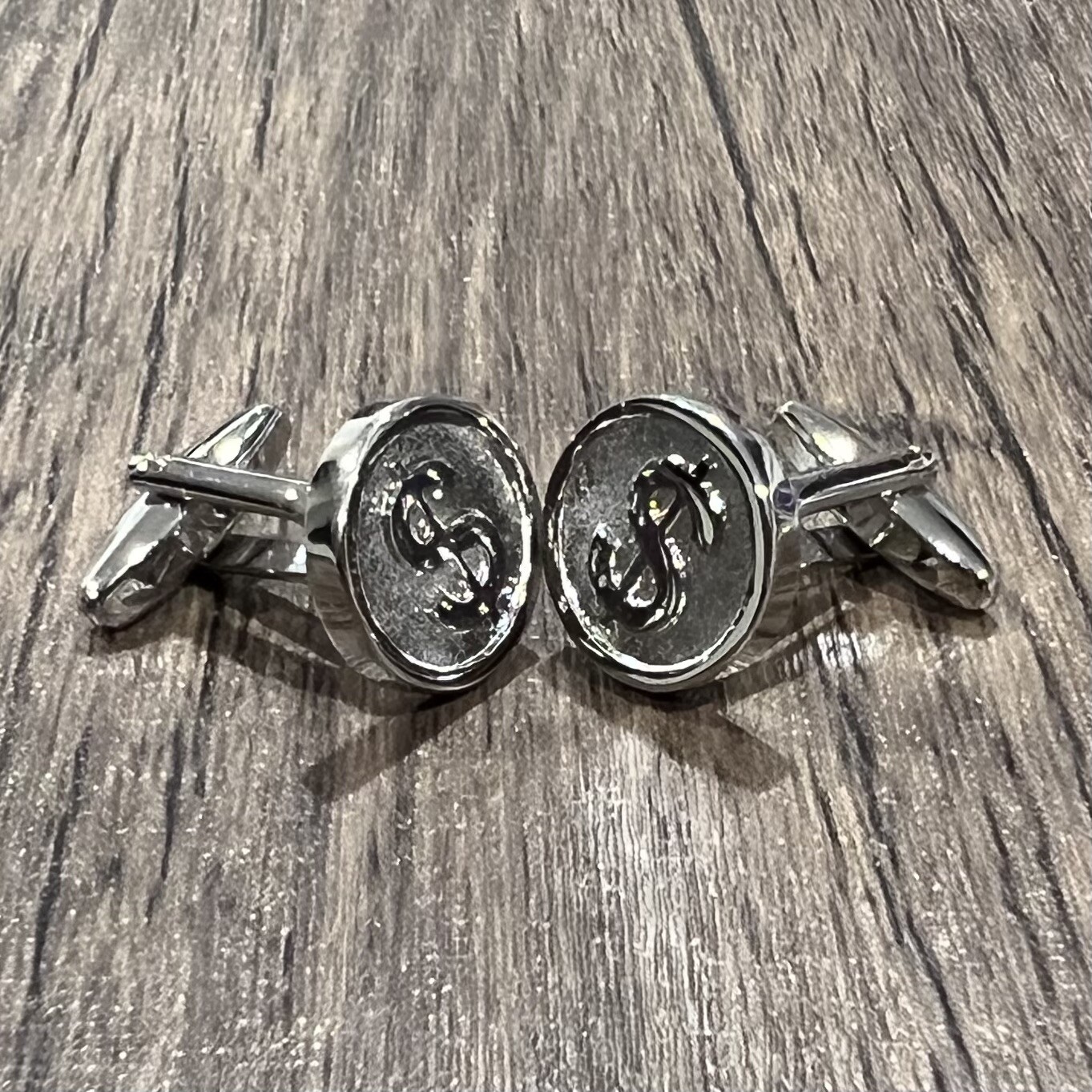 US Dollar Money Symbol Round Cufflinks Men Birthday Father’s Day Cufflink Box