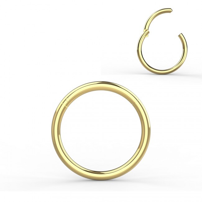 18G Gauge 14K REAL Solid Gold Hinged Segment Septum Ear Hoop Nose Ring Earrings
