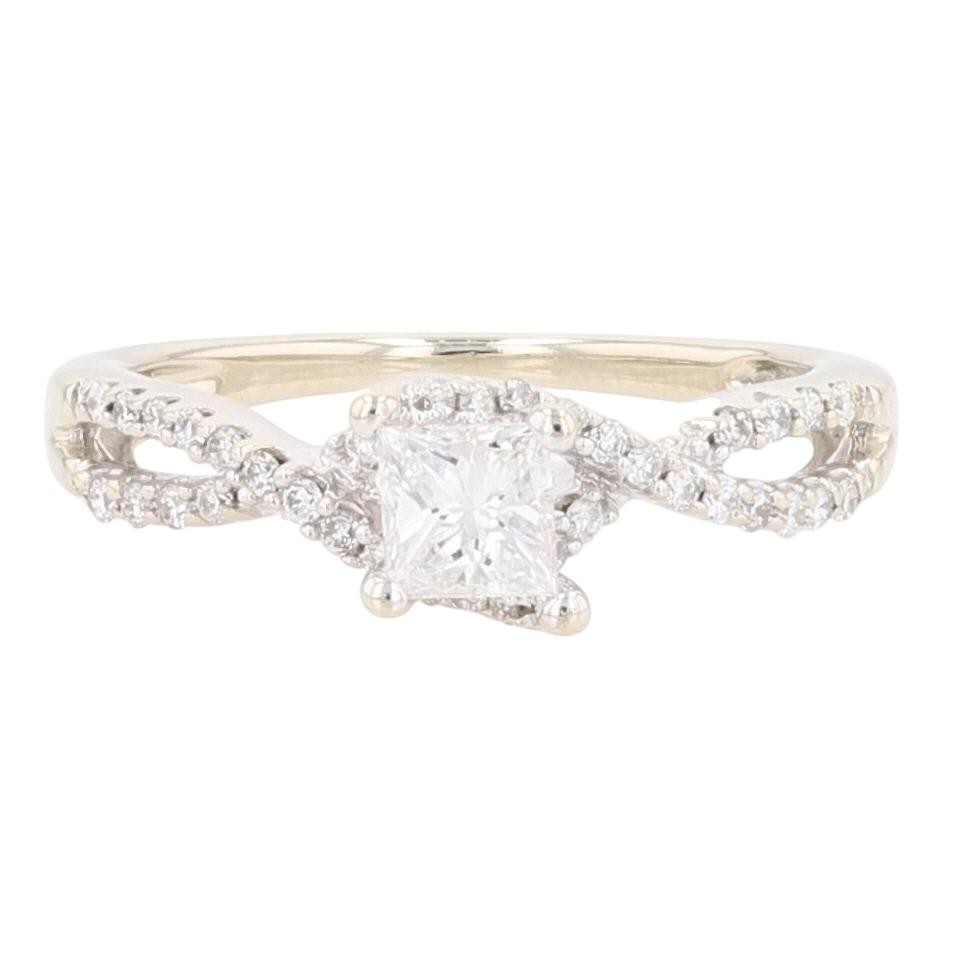 .50ctw Princess Cut Diamond w/ Accents Engagement Ring 14k White Gold Size 4.75