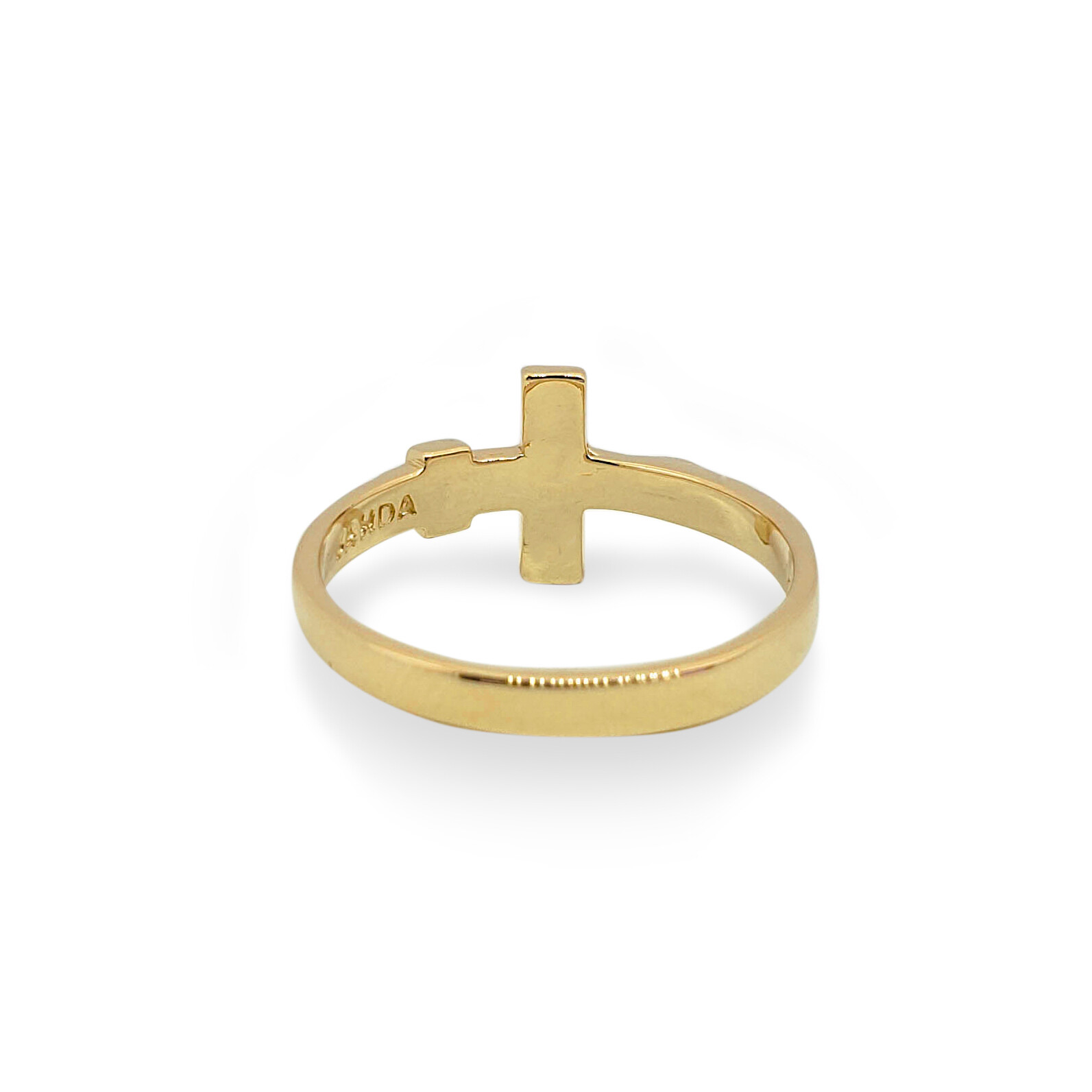 Solid 18K Yellow Gold Cross Ring, Sizes 3 – 12, Crucifix, INRI