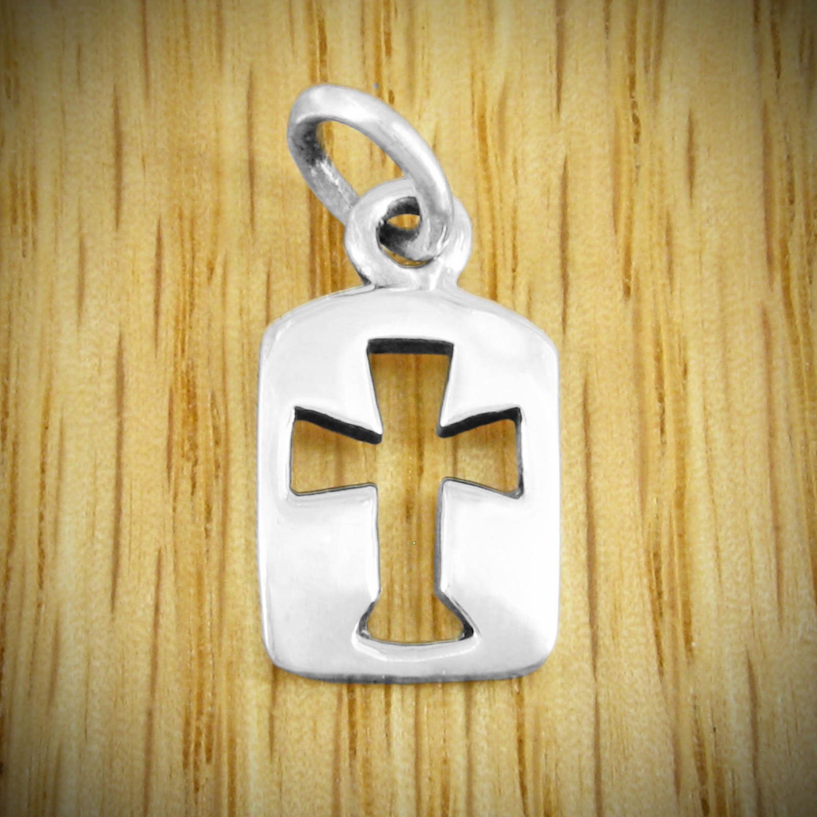 Small Open Dog Tag Style Cross Pendant – ‘925’ Sterling Silver – NEW!