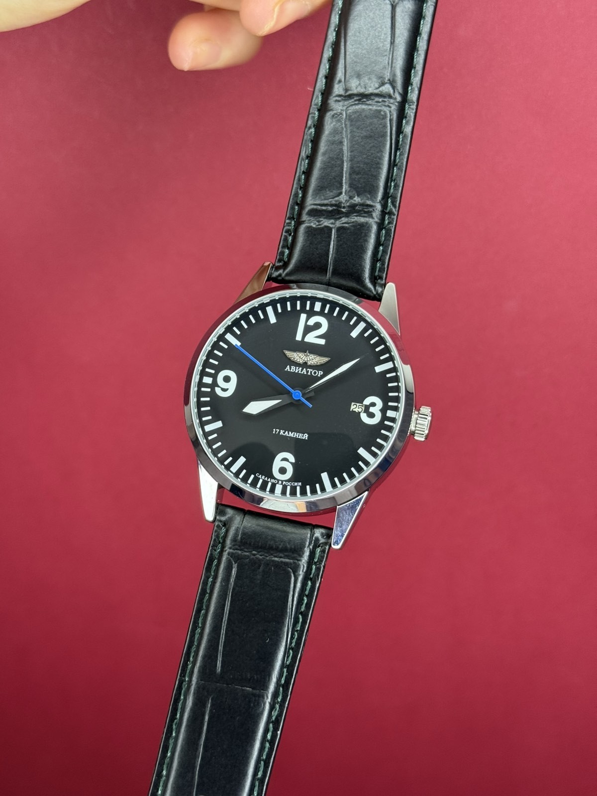 Watch Mechanical Raketa Aviator Black Pilot Vintage USSR Wrist Soviet Men’s Date