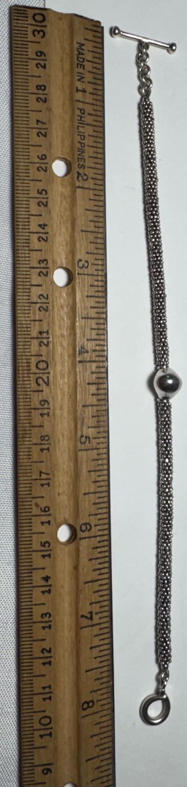 Michael Dawkins Sterling Silver Pebble Chain Teardrop Toggle Bracelet 925 7″
