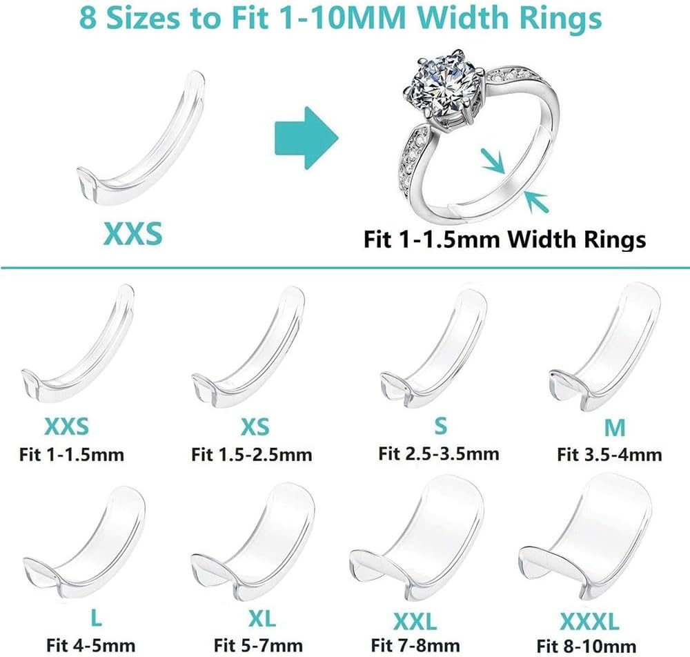12 Pack Ring Sizer Adjuster with Polishing Cloth Universal Resizing Ring Guards