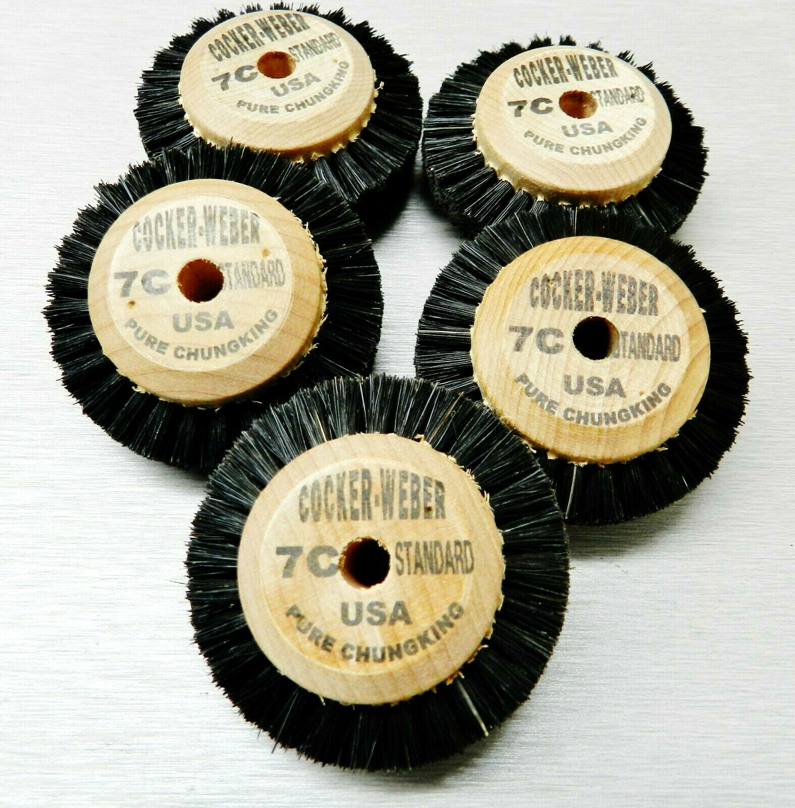 Jewelers Polishing Wheel Brush Wood Hub Chungking 3 Row Cocker Weber 7C – 5 Pcs