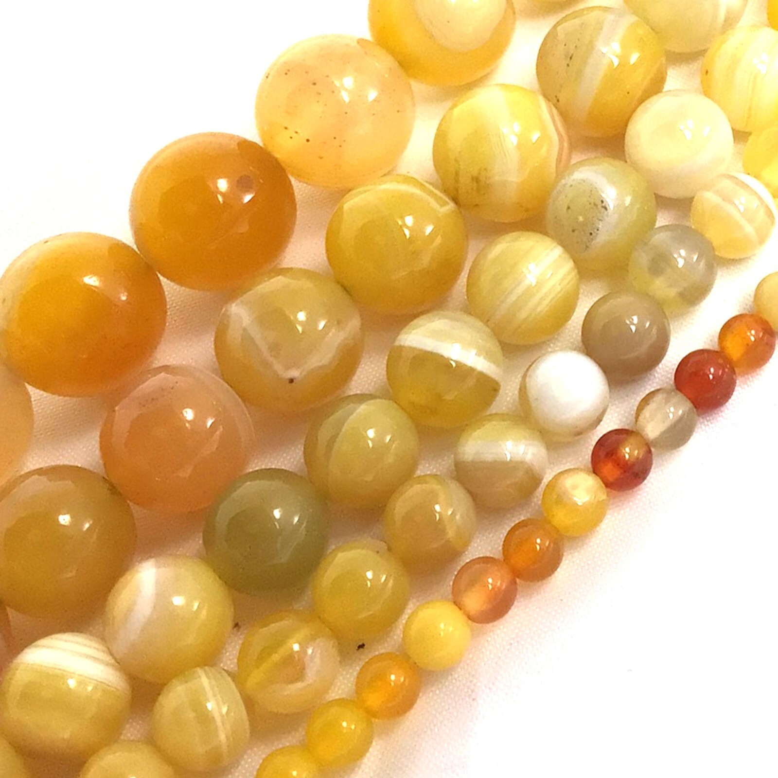Natural Gold Yellow Stripe Agate Round Bead 15″ Jewelry Making Gemstone Bead