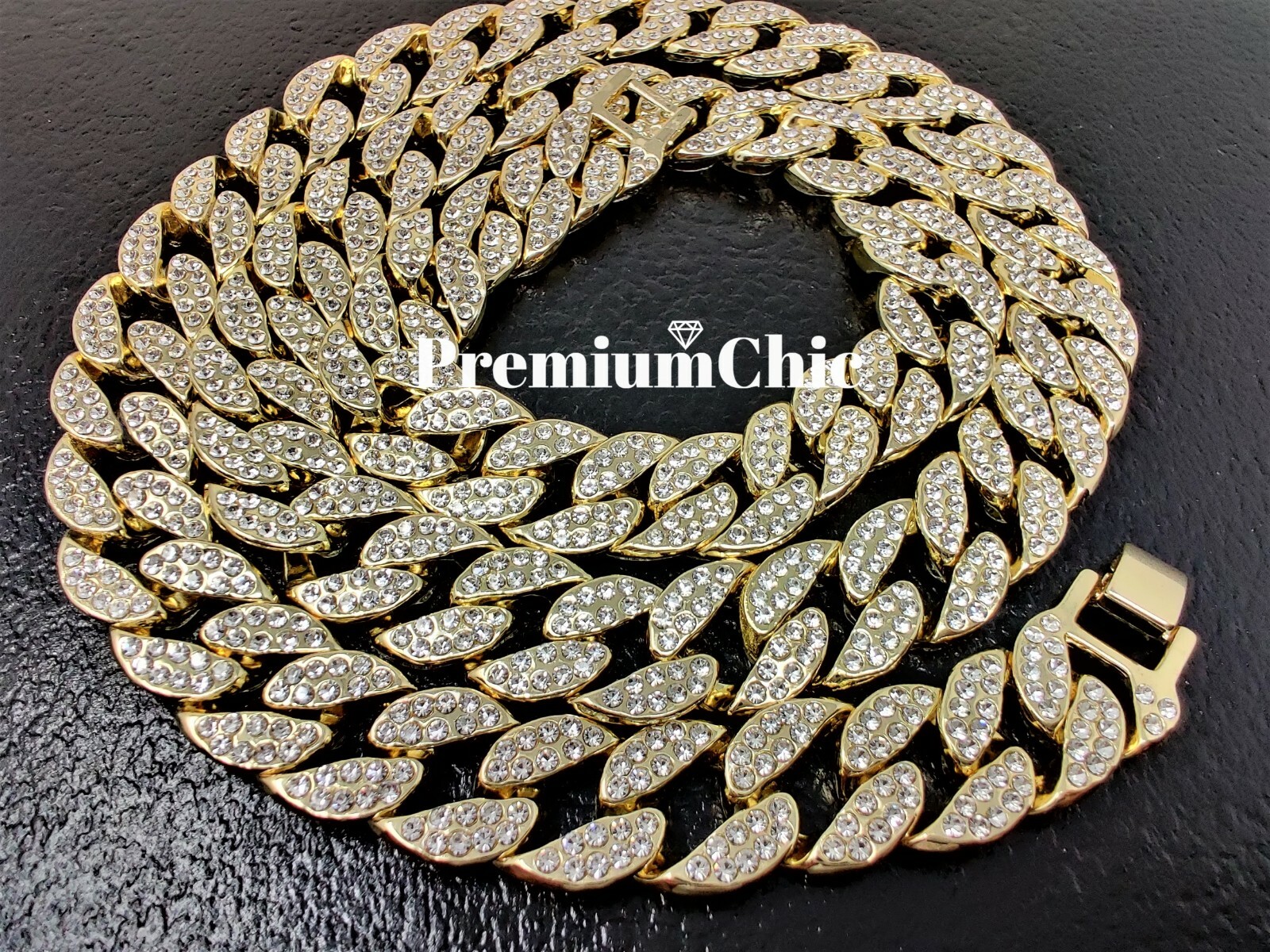 16MM Miami Cuban Choker Link Chain Necklace ICED Mens Gold Plated CZ Jewelry