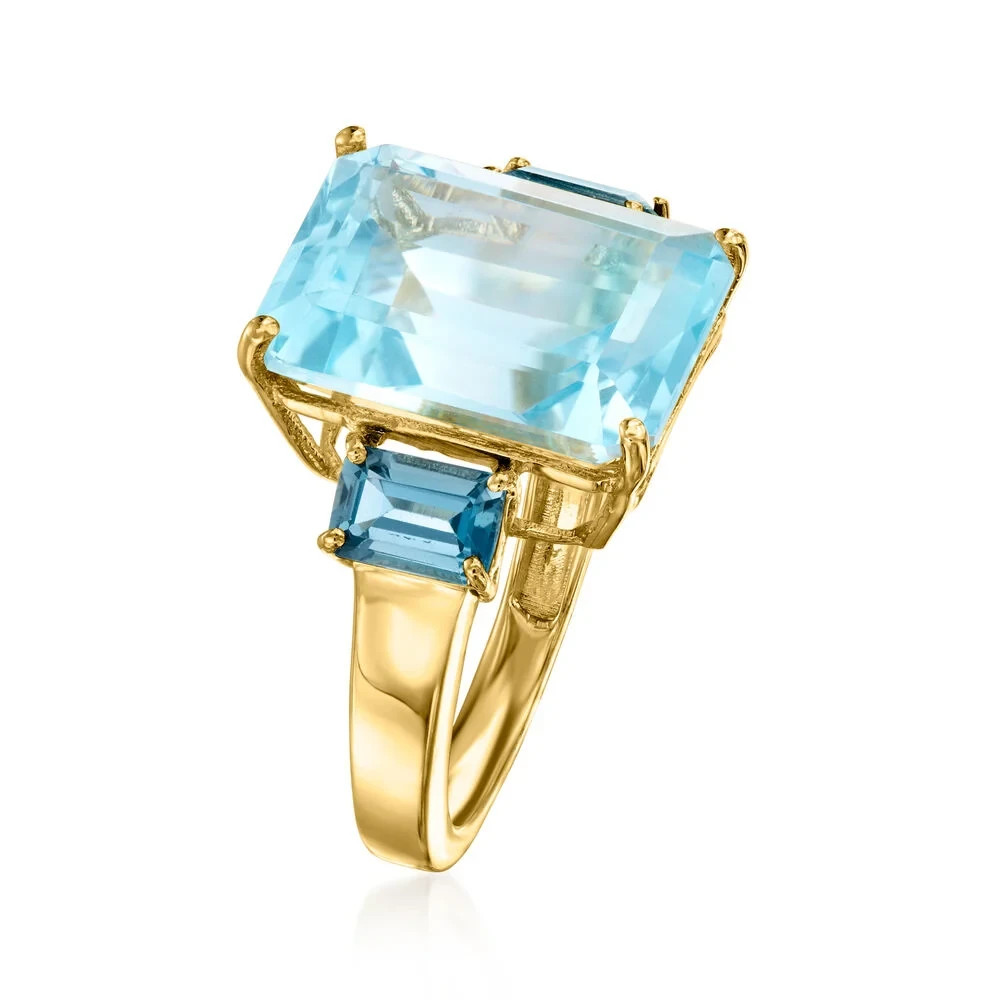 Ross-Simons 12.00ct Sky Blue & 1.30ct TW London Blue Topaz Ring Gold