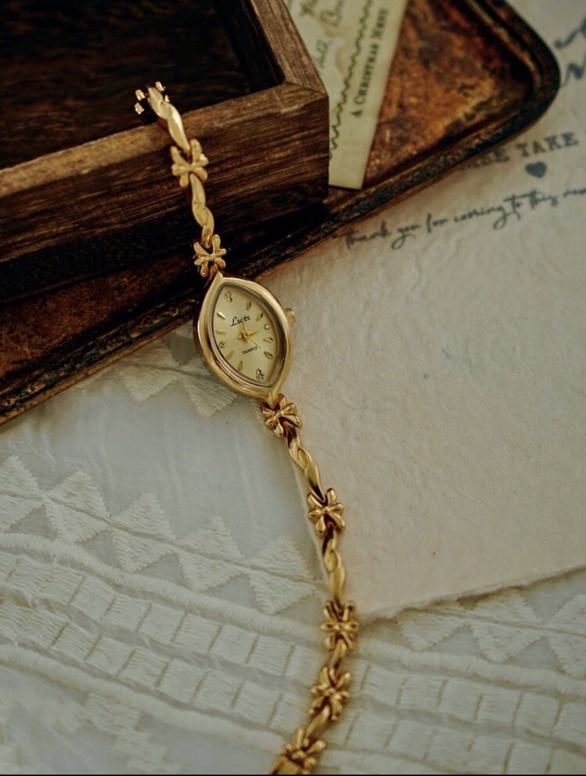 Gold French Vintage Style Unique Dainty Women’s Wrist Watch