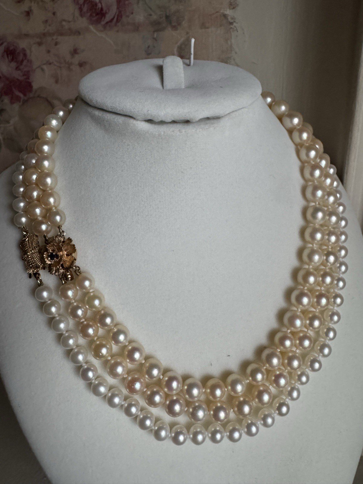 Mikimoto Necklace and Hanadama Double Strand, Mikimoto Ring, And Earrings Set