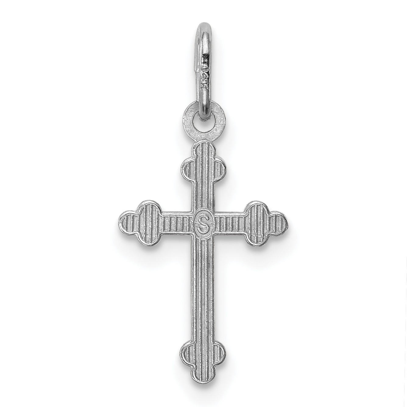 14k Gold Polished D/C Small Budded Cross Charm K6245