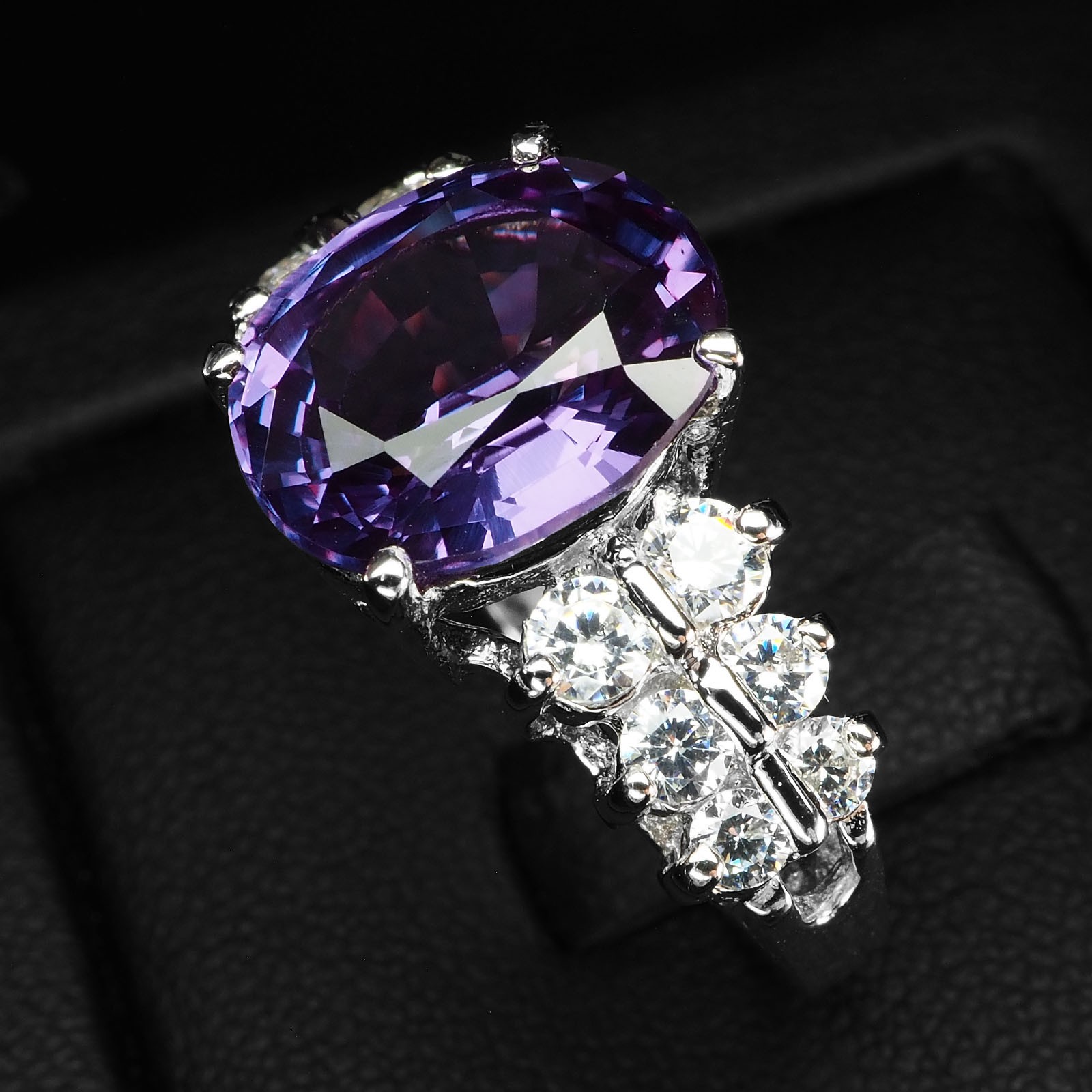 Opulent Color Change Alexandrite 5.70Ct 925 Sterling Silver White Gold Rings
