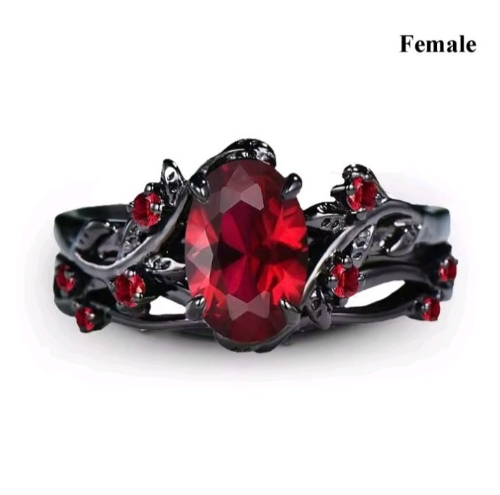 Enchanting Red Black Couple Ring His/Her Made for Lovers Valentine’s Day Edition