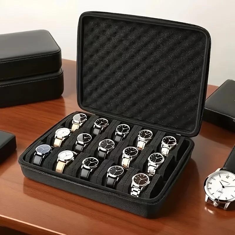15 Slot Watch Storage Box Organizer Case Portable watch Display Cabinet Holder