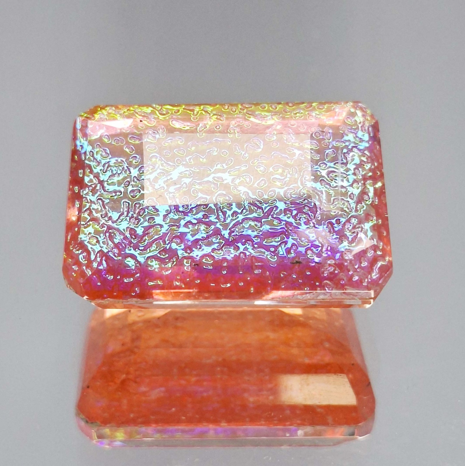 Doublet Monarch Fire Opal 52-54 Carat Emerald Cut Natural Loose Gemstone SP254