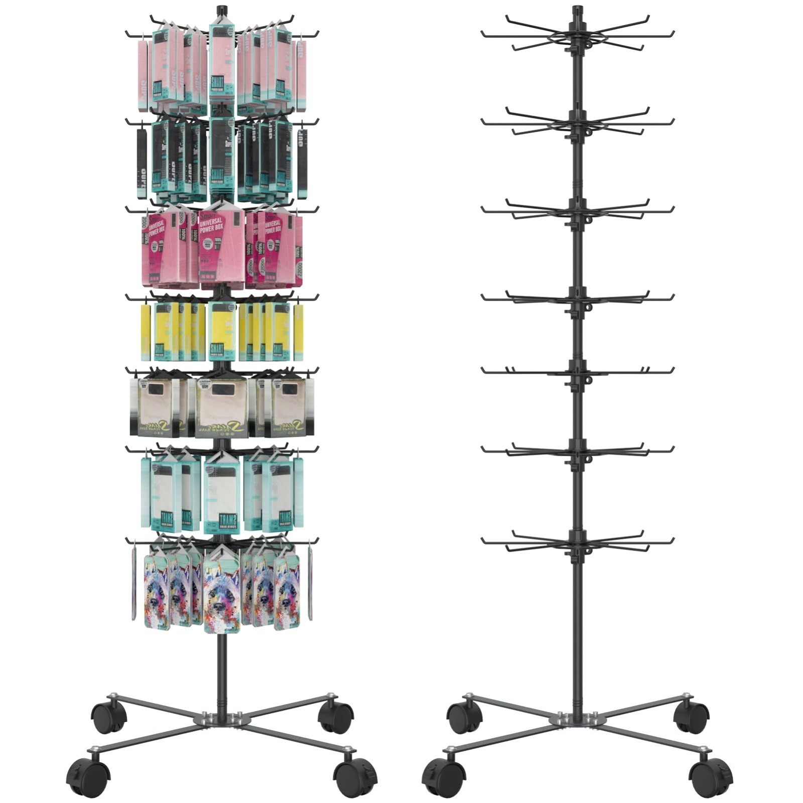 7-Layer Rotating Jewelry Display Stand – Alloy Steel Vendor Showcase for Key Cha