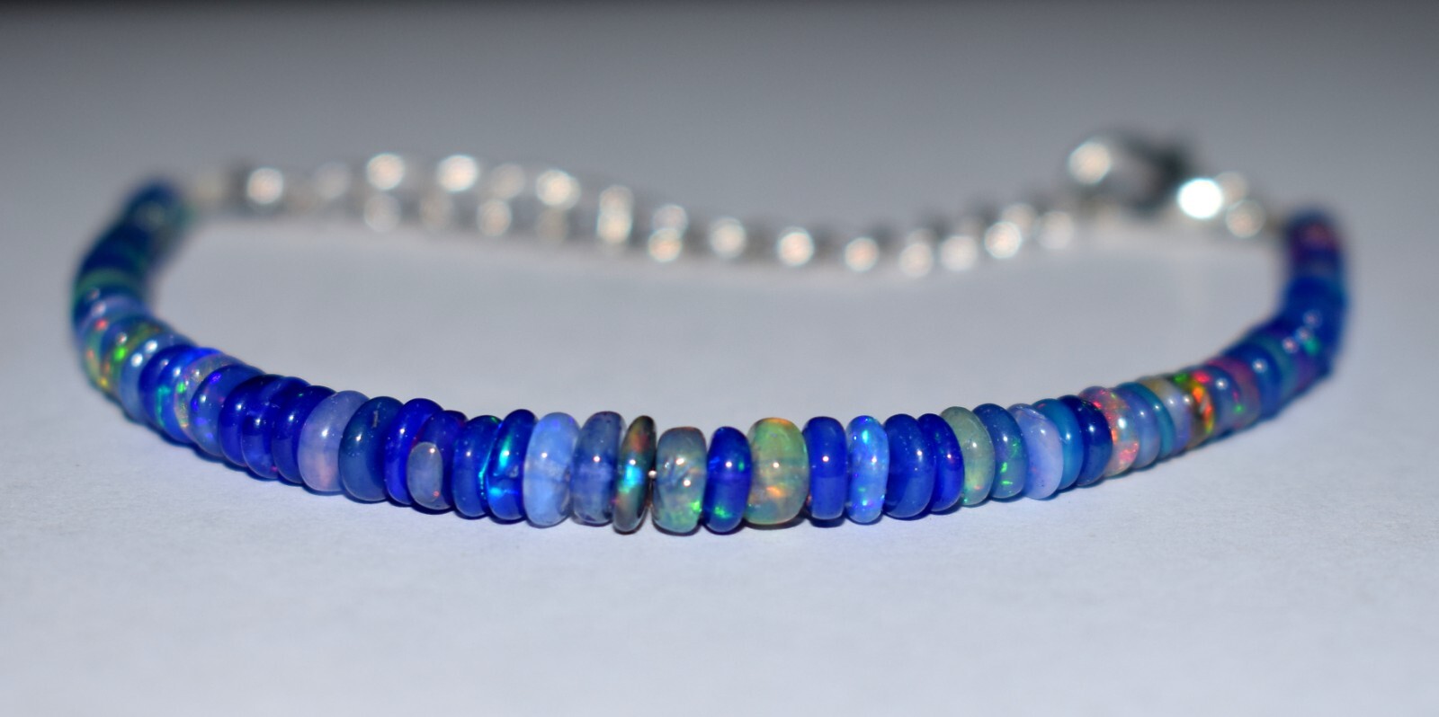 Natural Ethiopian Opal Gemstone Beads 7″Bracelet Fire Opal Beads F3192