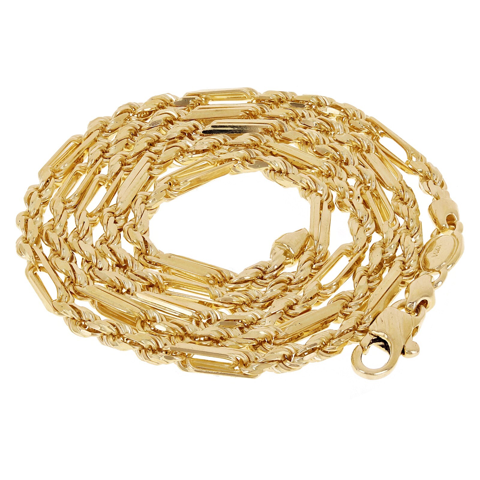 Italian 14k Yellow Gold Solid Milano Figaro Rope Chain Necklace 24″ 3mm 20.8g
