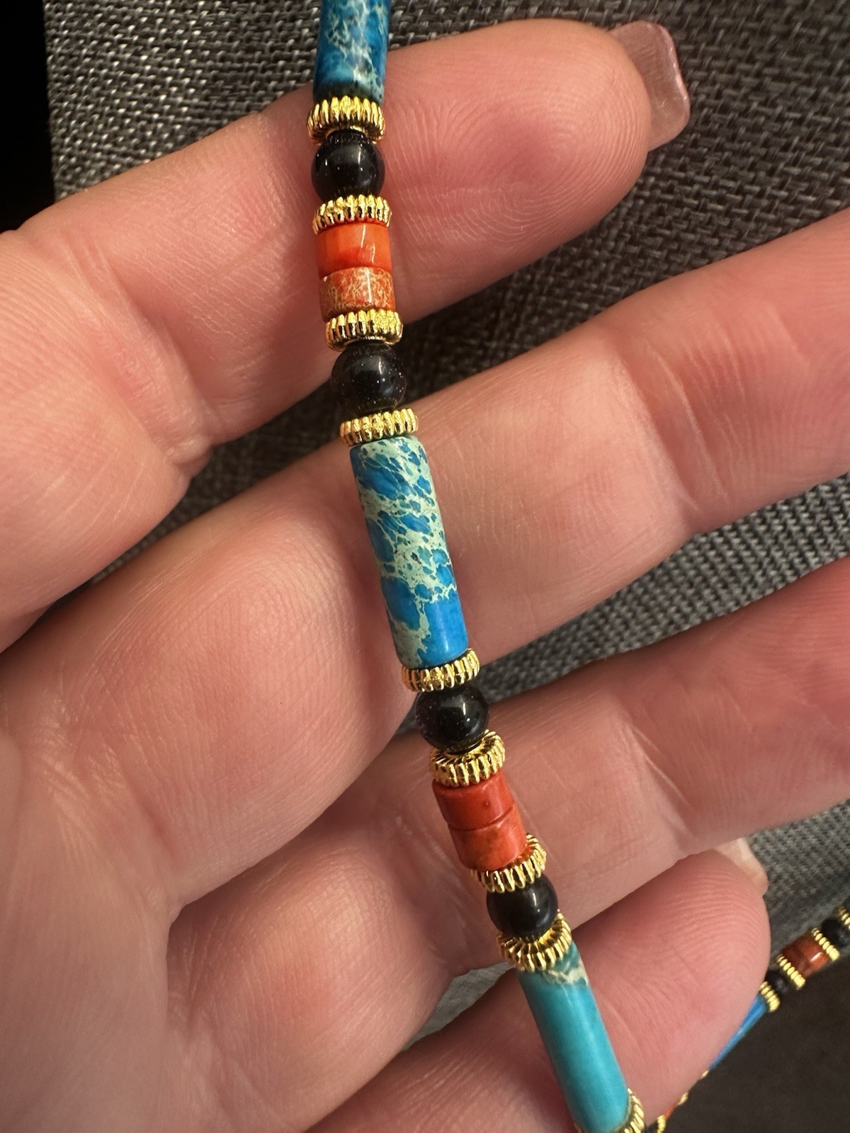 Turquoise & Jasper Beaded Necklace – Handcrafted Women’s Jewelry