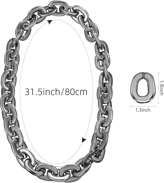 32In 80cm Hip Hop Thick Acrylic Cuban Link Chain Fashion Necklace Jewelry