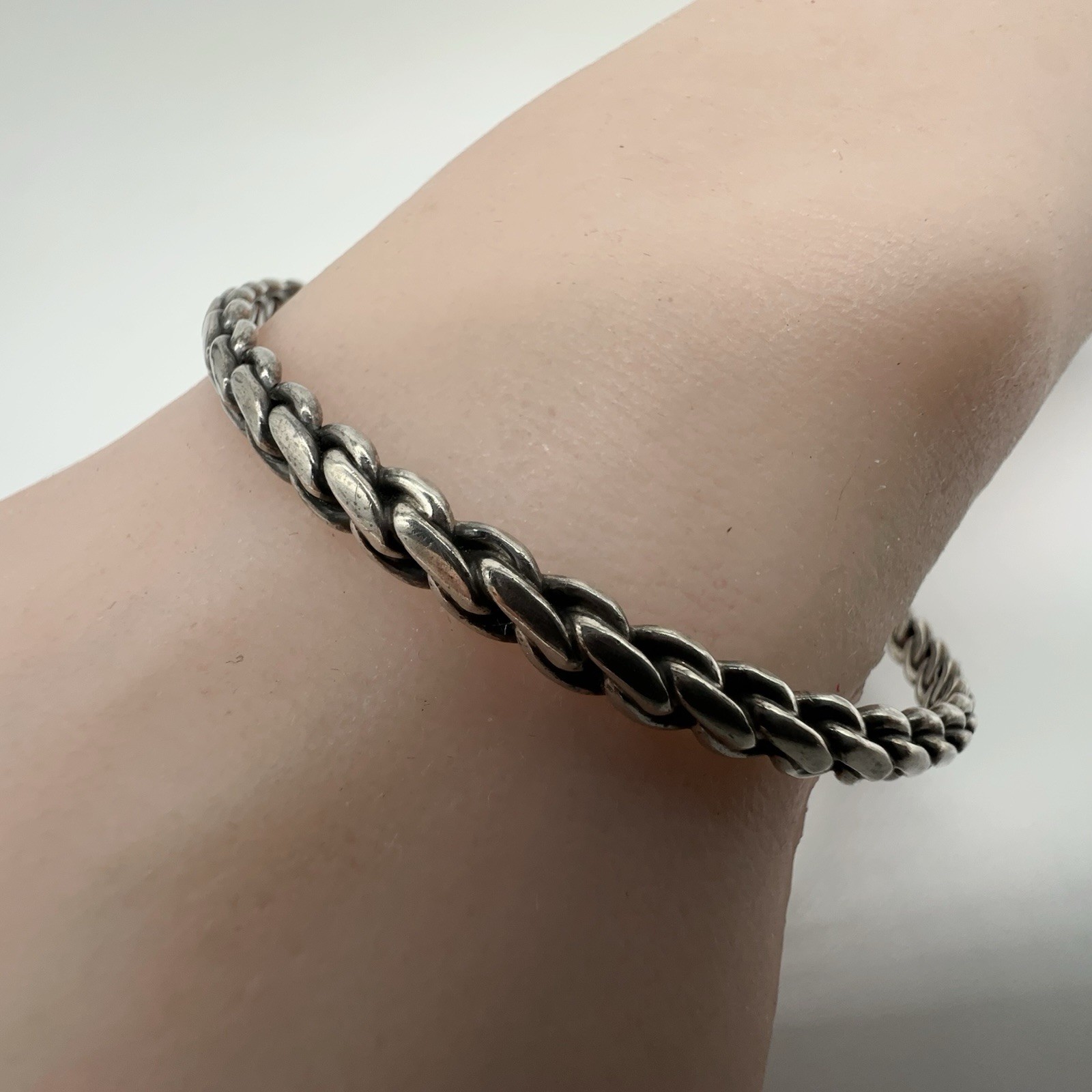 VTG Taxco Mexico Sterling Silver Twist Bangle Bracelet 18.3g #bct
