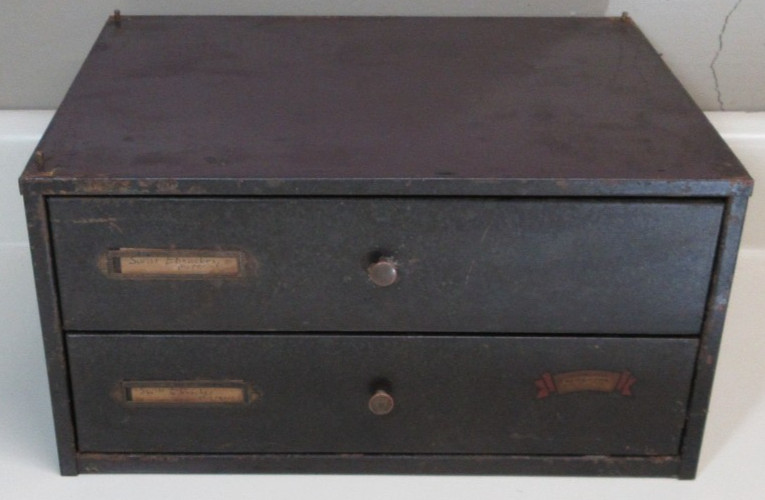BURTON M REID & SONS 2 DRAWER WATCH PARTS STORAGE CABINET WATCHMAKER #60