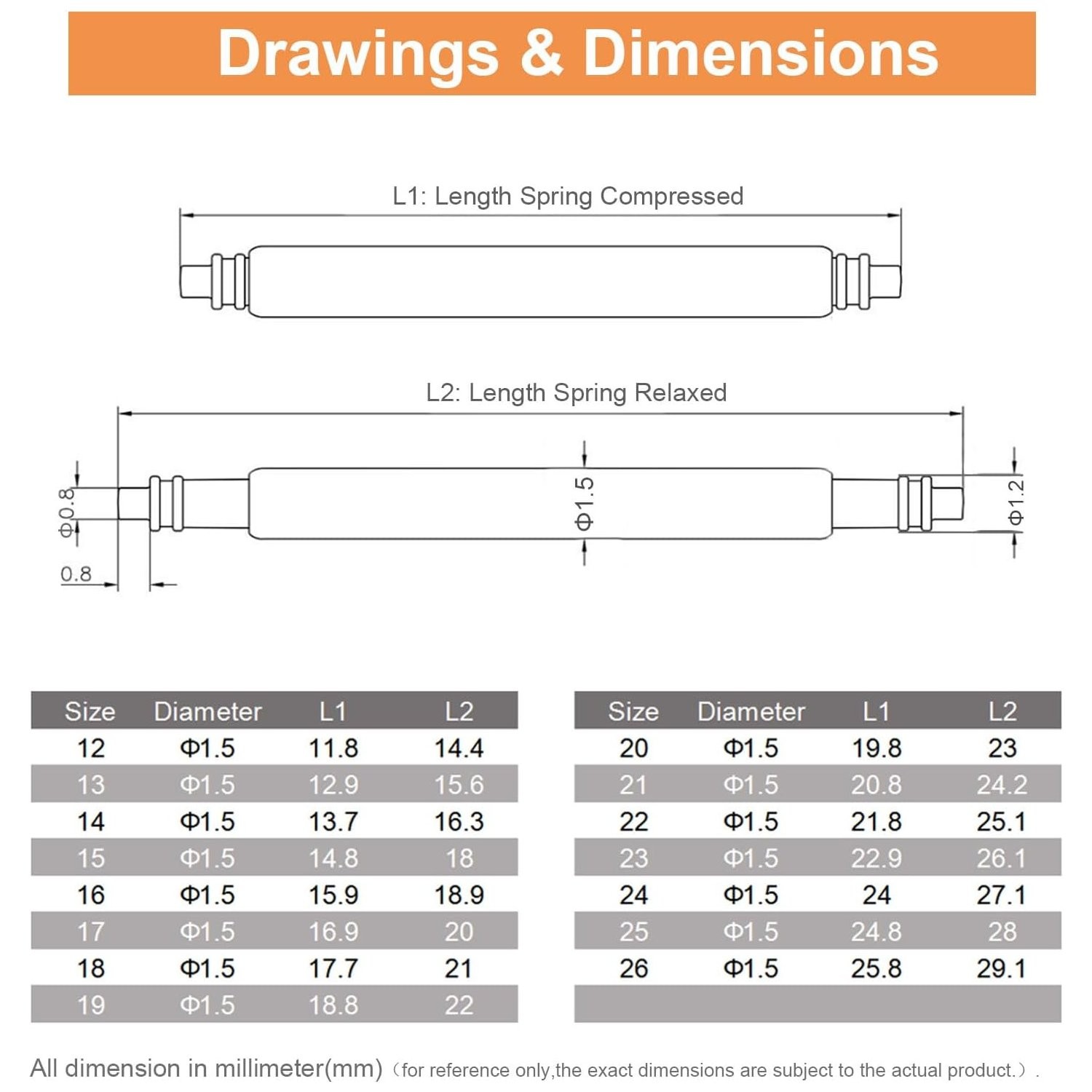 Watch Band Pins Spring Bars Tool Kit with 1.5mm & 1.8mm Thickness for Repair
