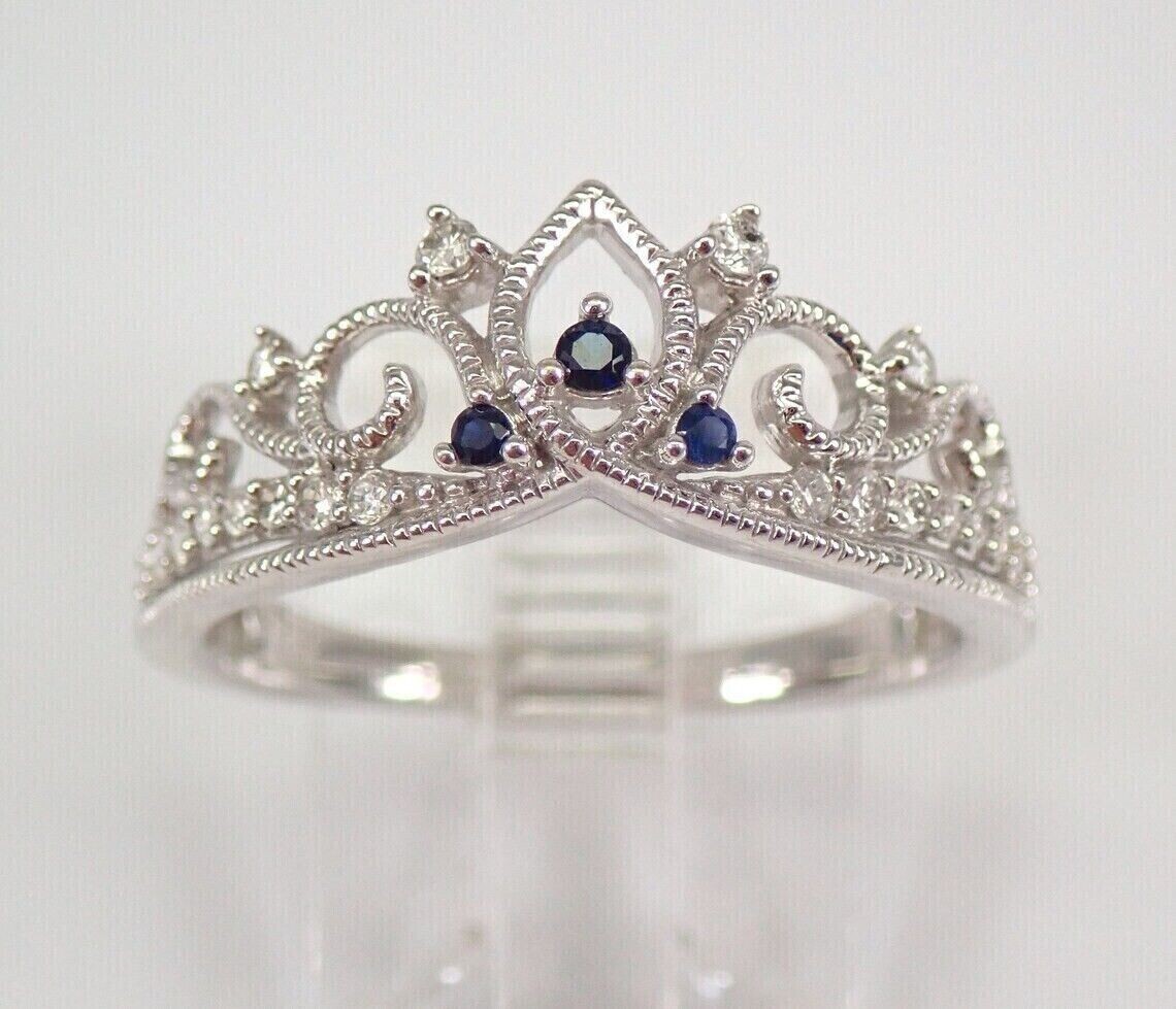 Round Cut Simulated Diamond Gorgeous Crown Wedding Ring 14K White Gold Plated