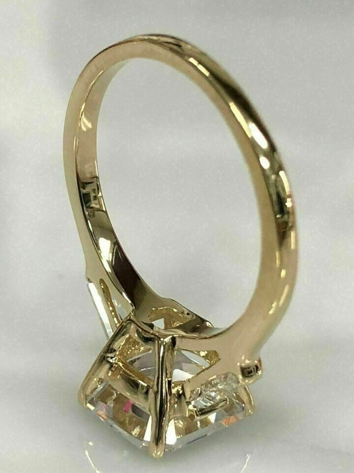 3Ct Asscher Cut Lab-Created Diamond Solitaire Women’s Ring 14k Yellow Gold Over