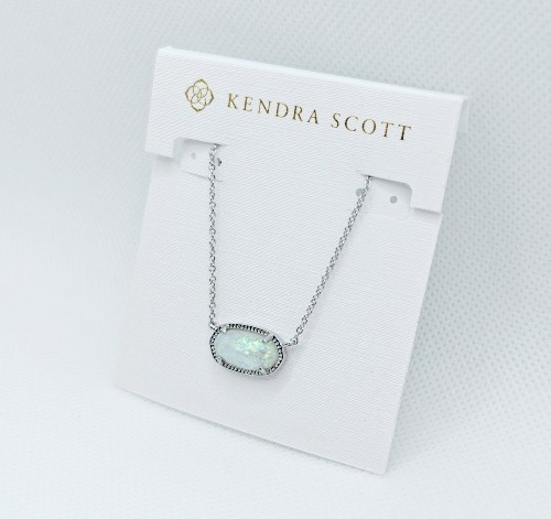 Kendra Scott Elisa Silver Pendant Necklace in White Opal