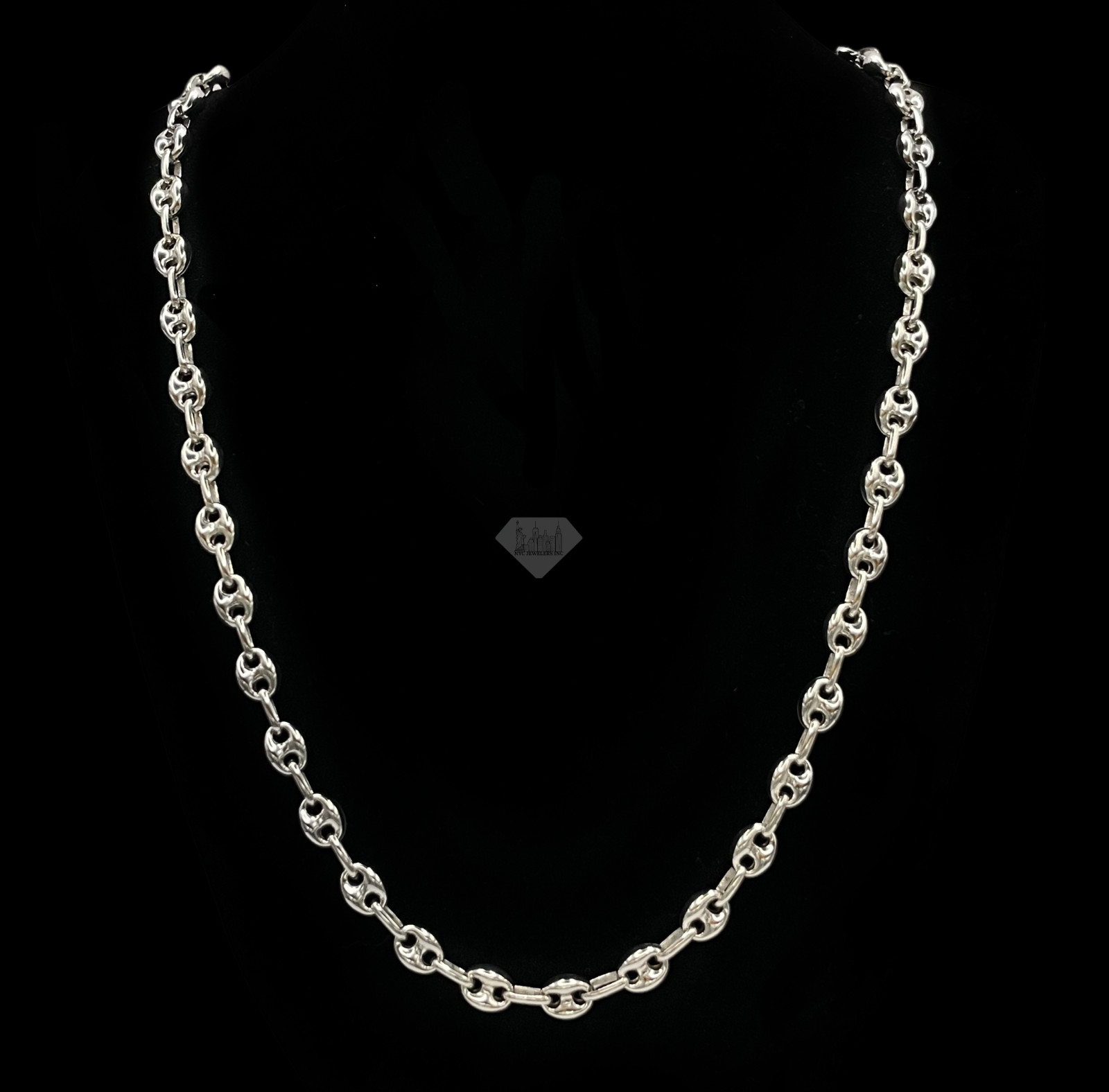 Italian 925 Sterling Silver Puffed Mariner Link Chain Stacking Necklace