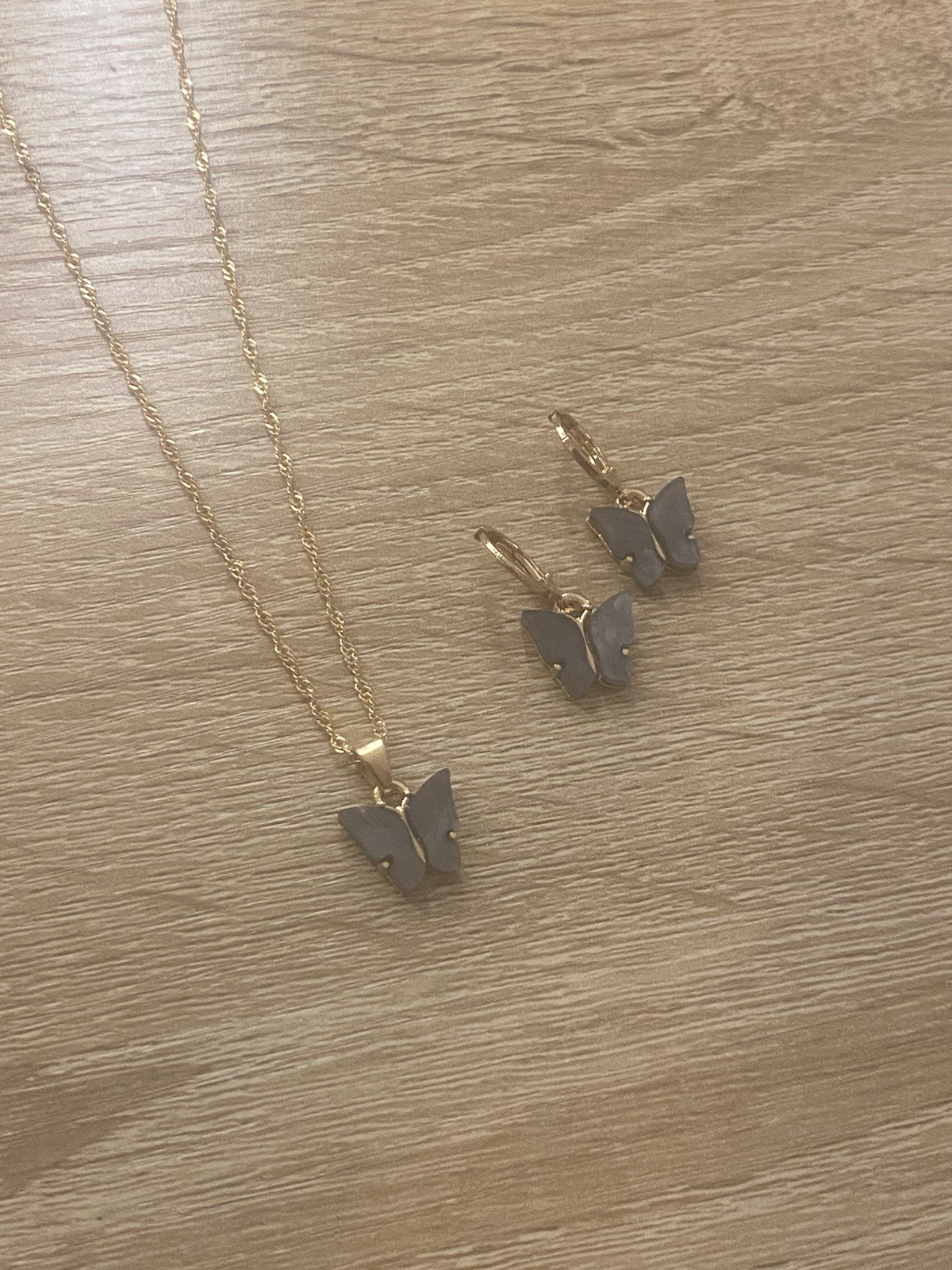 Black butterfly and earrings set