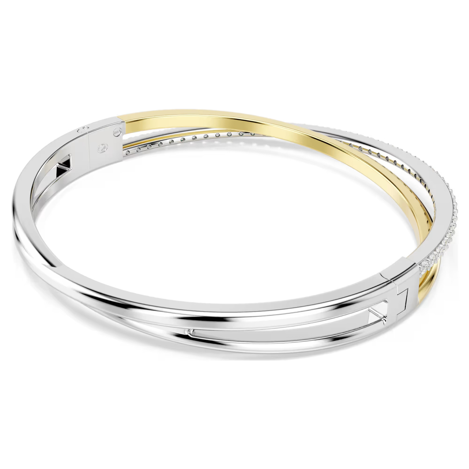 Hyperbola White Mixed Metal Finish Bangle Round Cut New