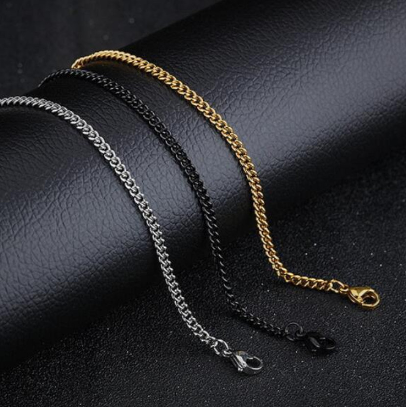 16-36″ Solid Stainless Steel Silver Gold Chain Cuban Curb Women Men Necklace 3mm