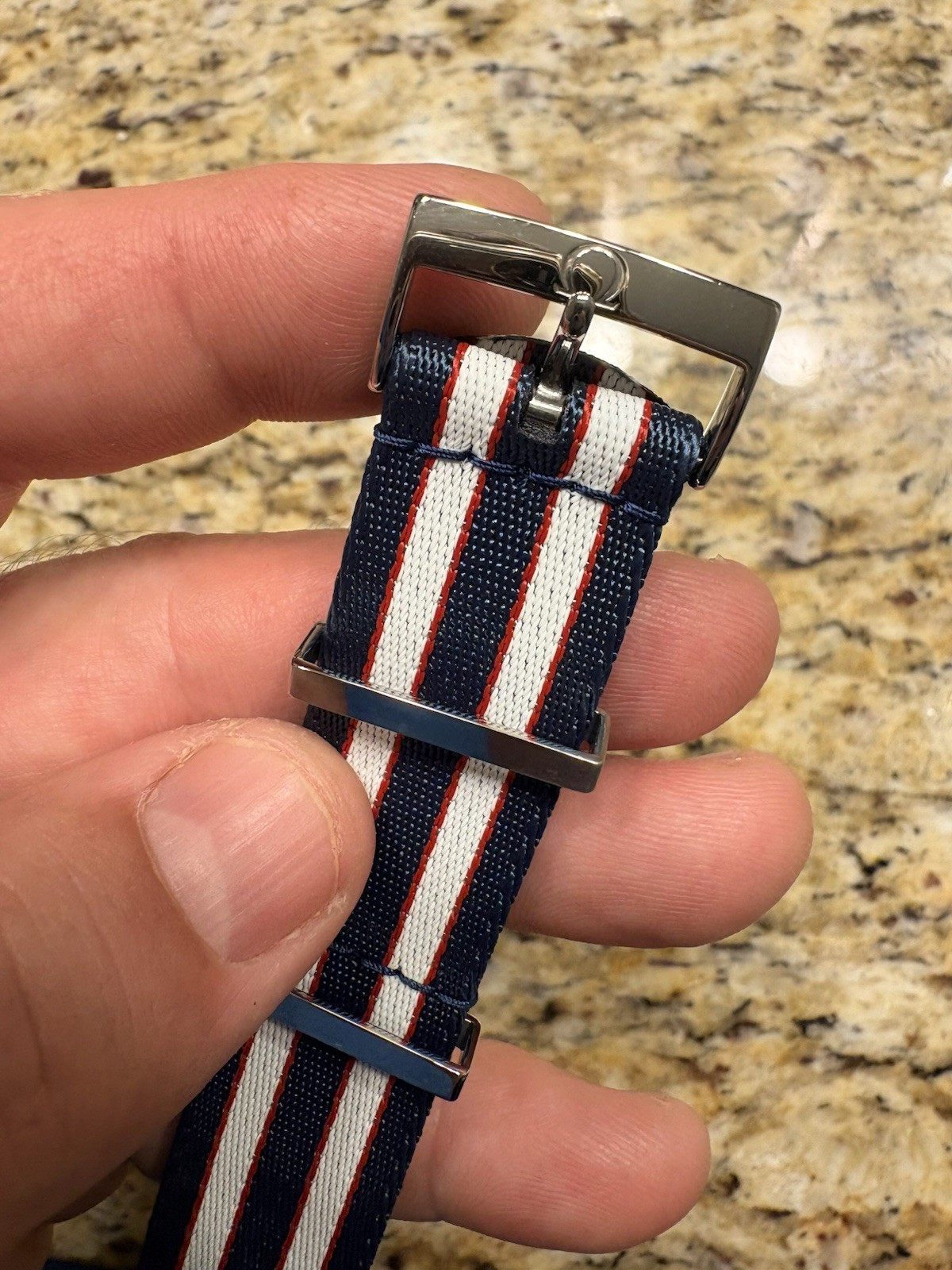 OEM OMEGA Blue And White Stripe Polyester Strap 21 mm