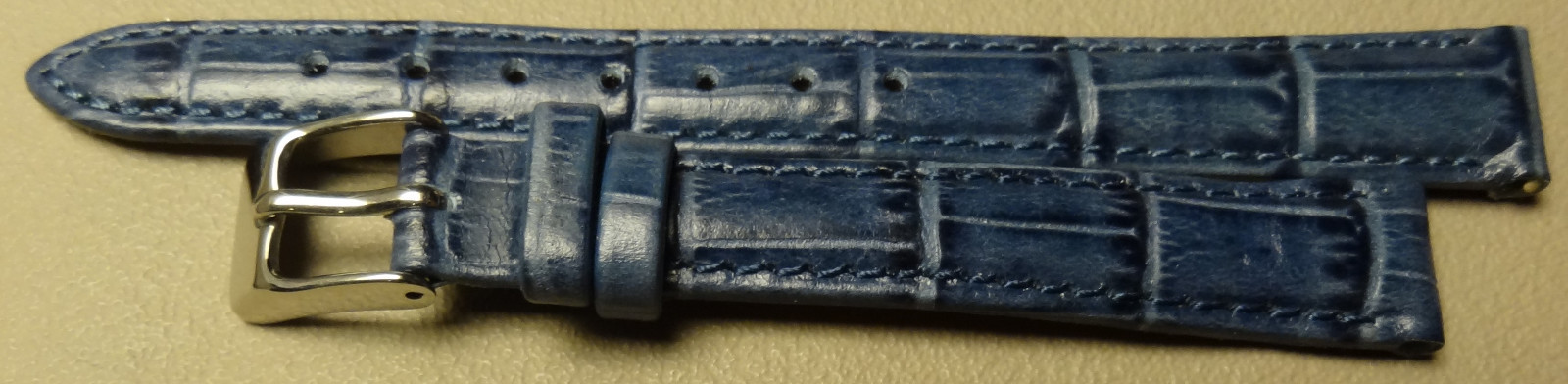 New 12mm Regular Womens Genuine Leather Blue Crocodile Grain Watch Band