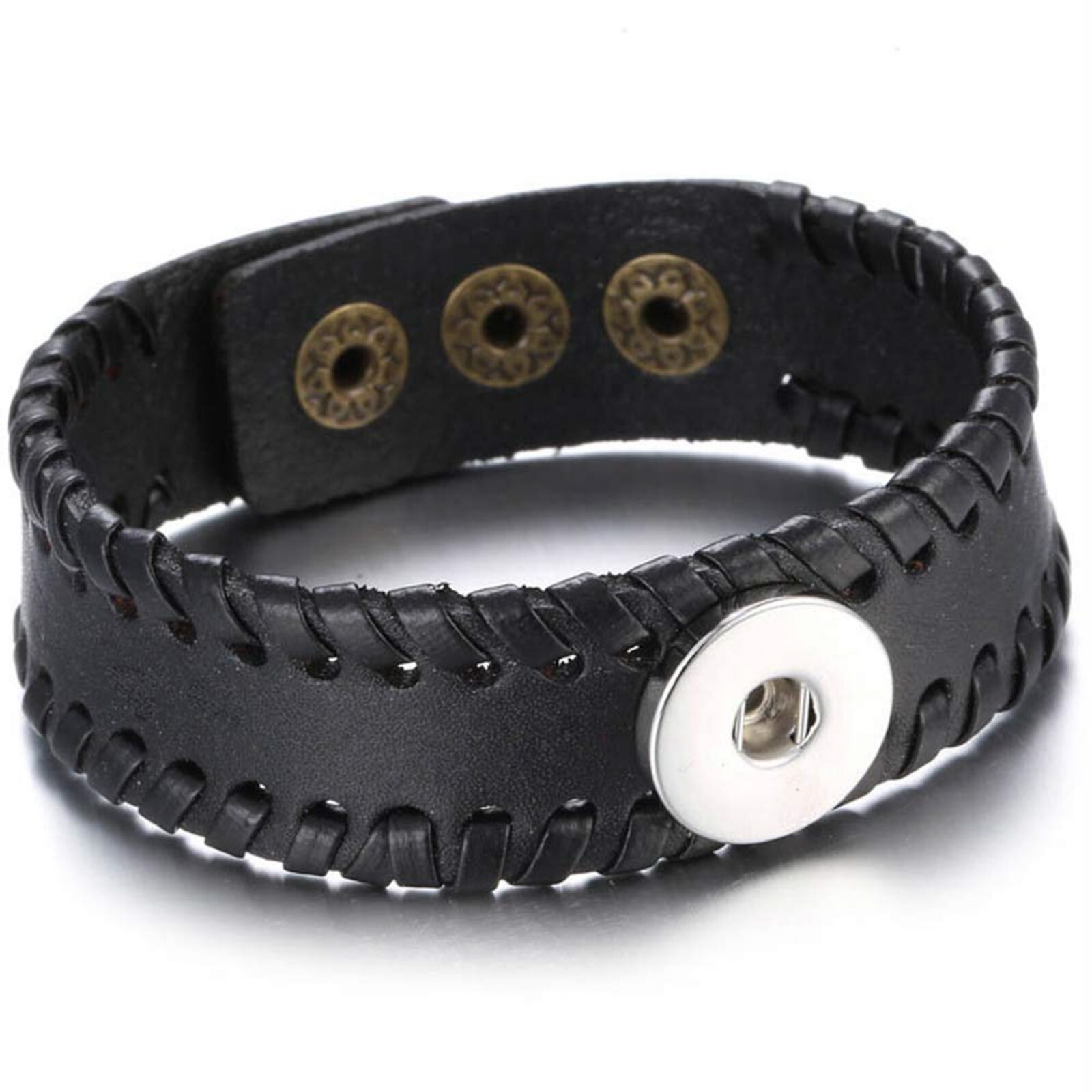 Snap Jewelry Leather 8.5in-9in. Ginger Charm Bracelet Fits 18MM 20MM Buttons