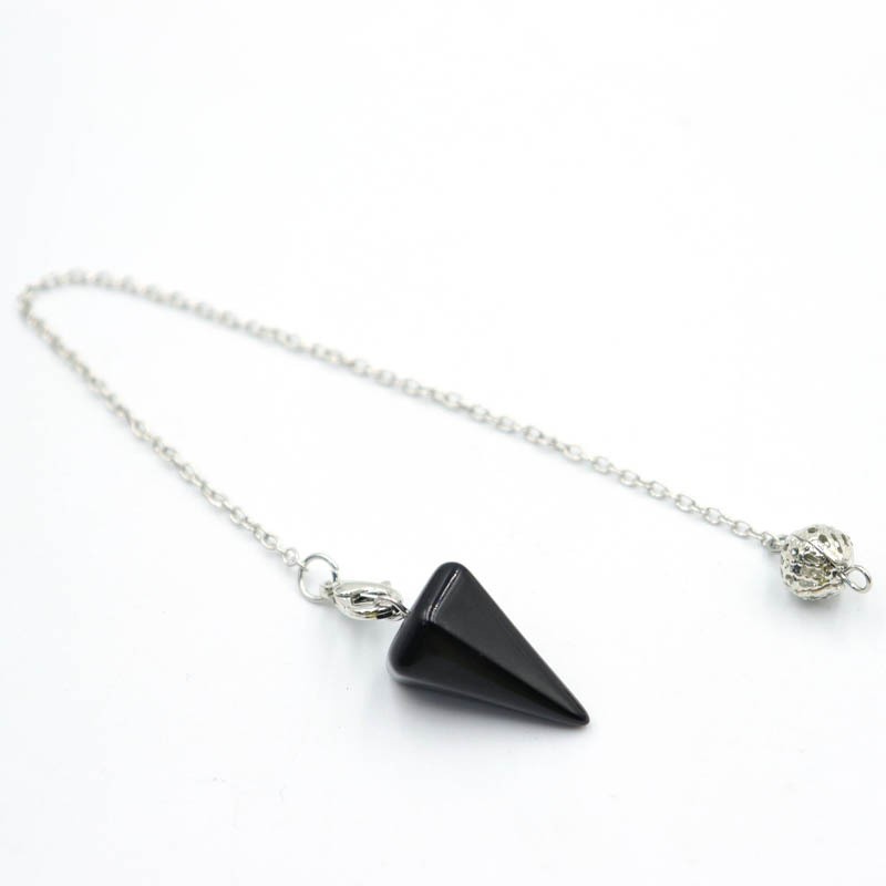Crystal Natural Gemstone Healing Energy Cone Hexagonal Point Pendulum Pendant