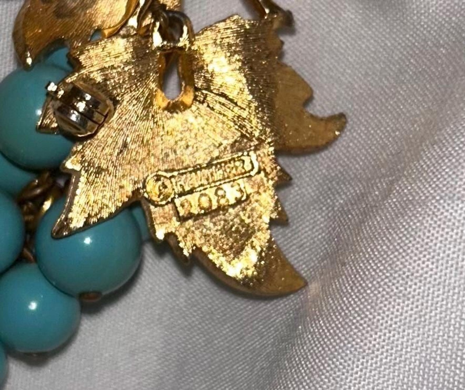 Estate Marcel Boucher Gold‑Tone “2083” Turquoise Color Grape Cluster Brooch – Mi