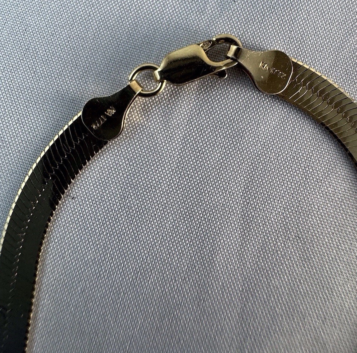 Technibond Reversible Herringbone Chain Necklace Gold Plated Sterling Silver