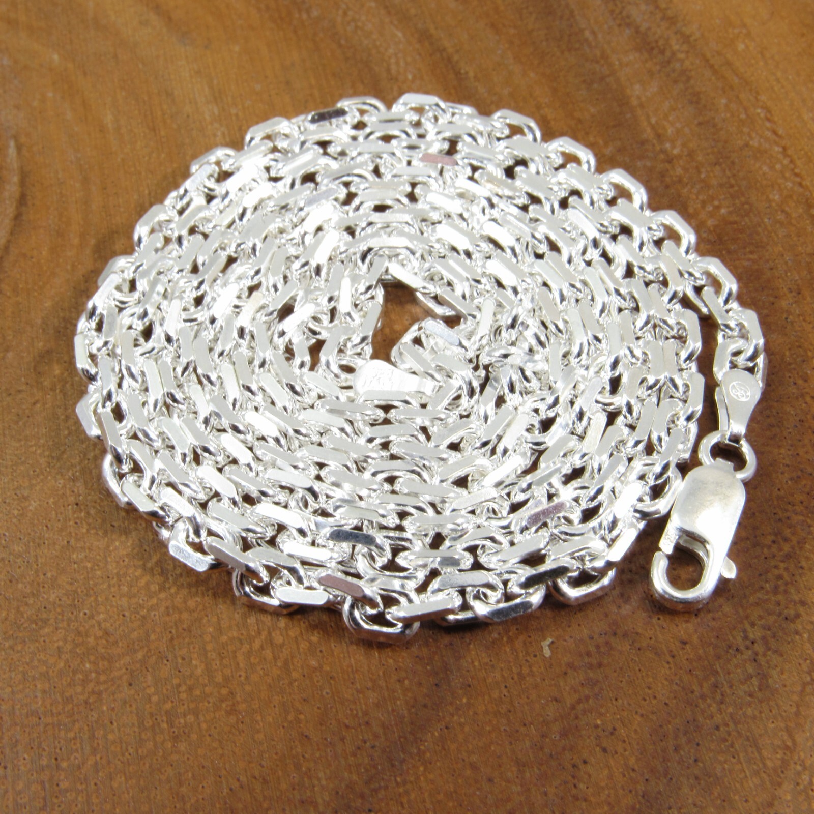 4MM Solid 925 Sterling Silver Italian Anchor Link Cable Chain, Made in Italy