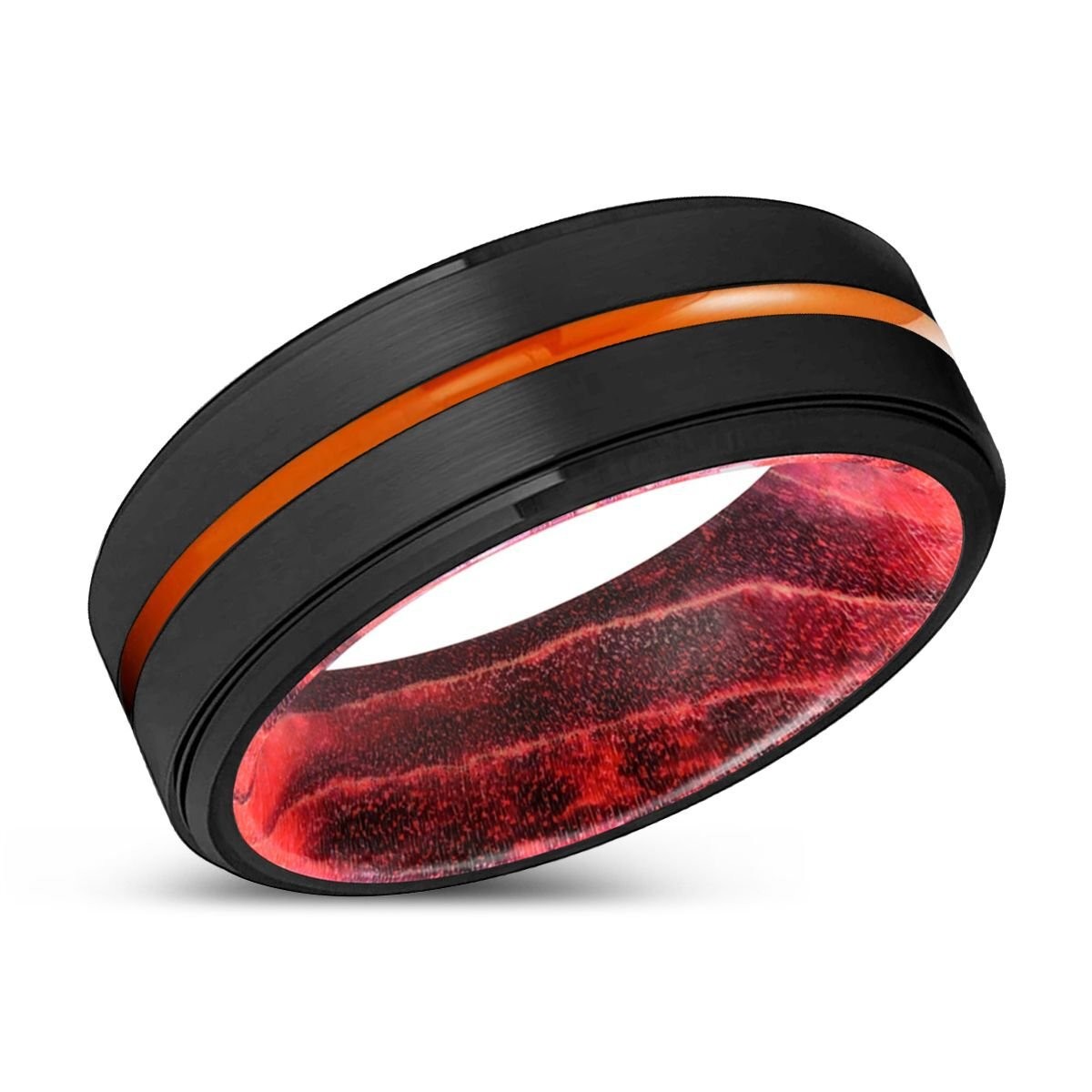 YONKERS | Tungsten Black Red Wood Inlay Ring 8mm