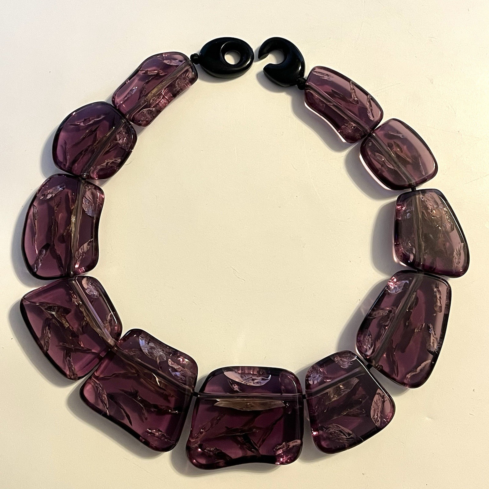 Gerda Lynggaard MONIES Massive Amethyst Crackled Acrylic Resin Collar Necklace