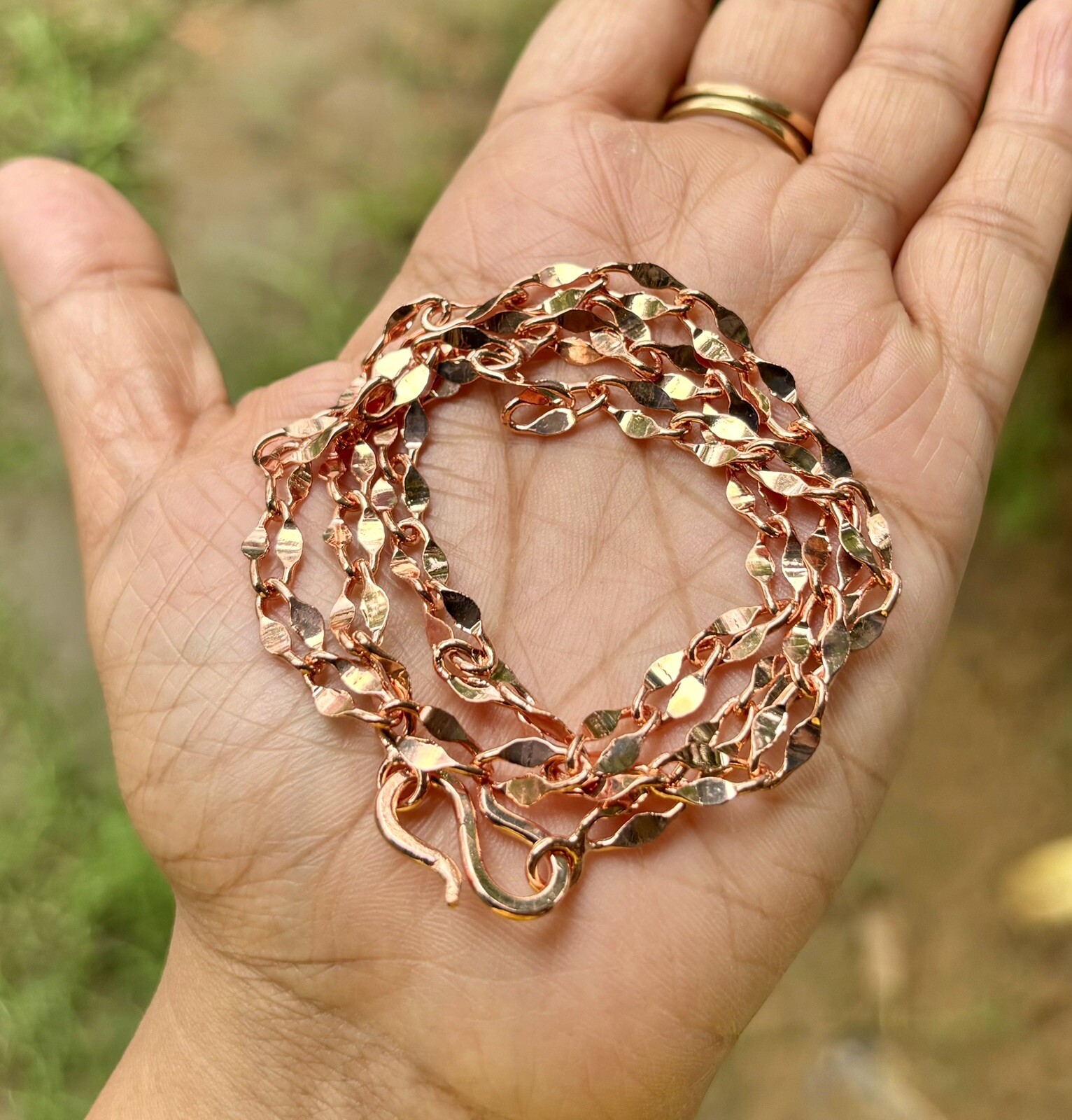 30 inch Pure Concave Link Chain Necklace, Healing Copper Jewelry