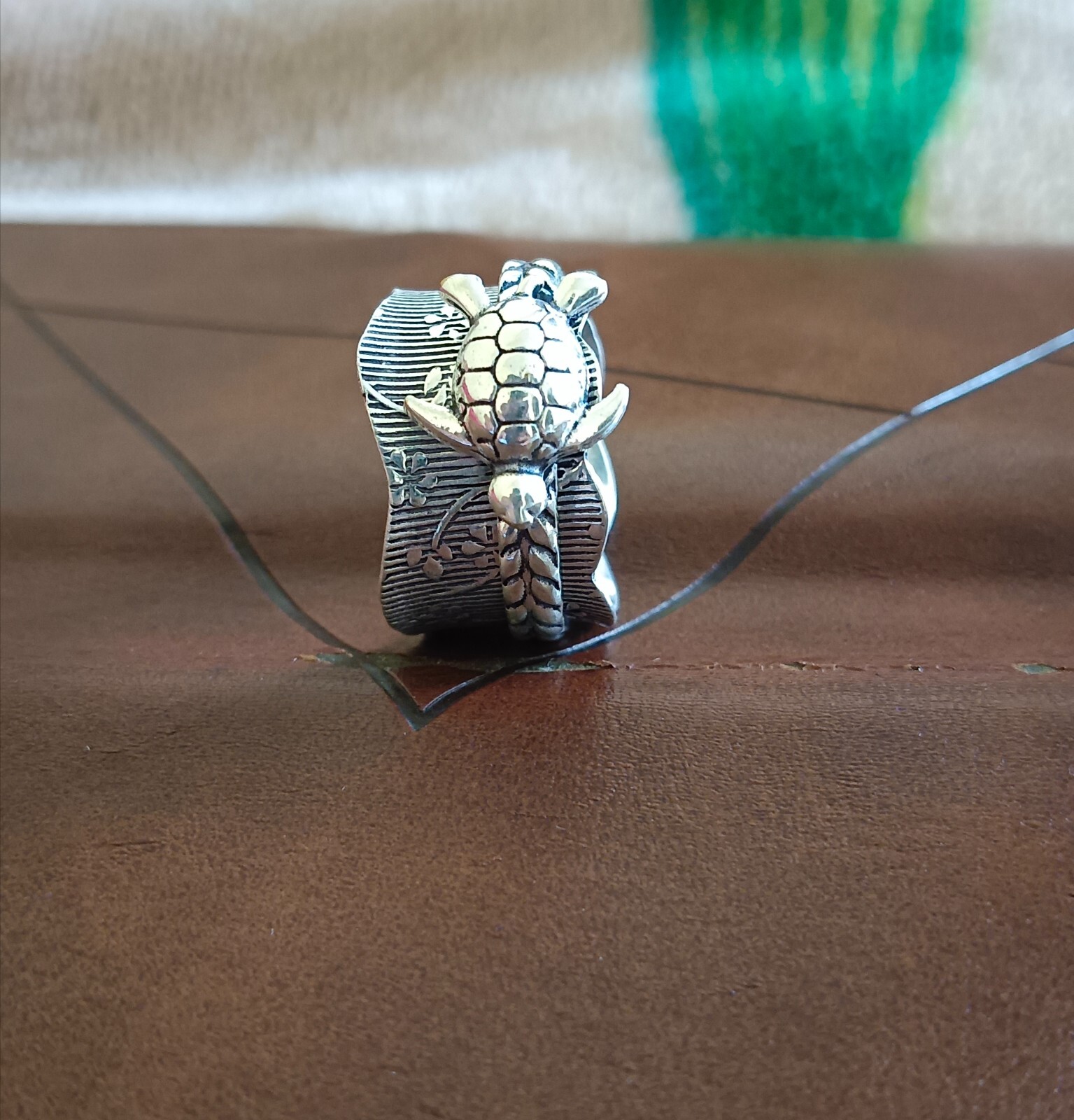 Handmade Turtle Textured Spinner Ring 925 Sterling Silver Ring All Size SR404
