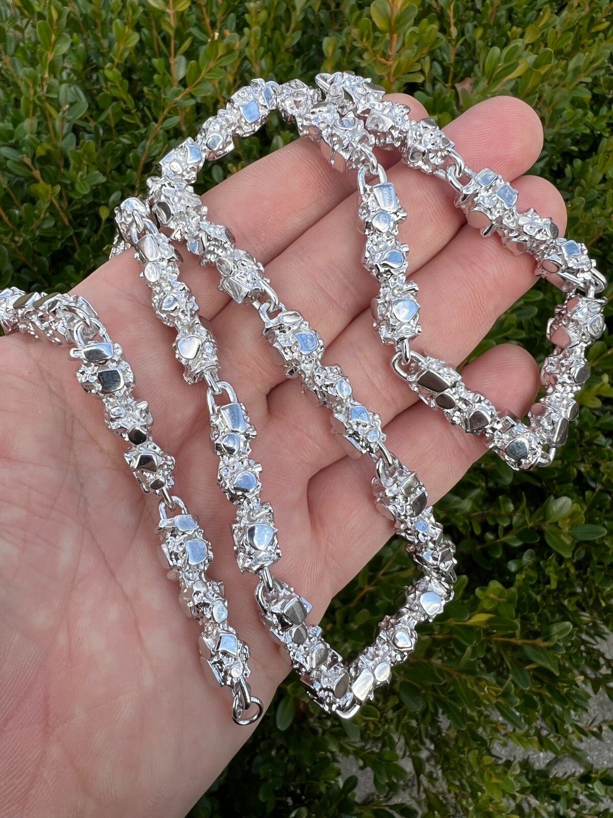 Mens HEAVY Real Solid 925 Sterling Silver Nugget Link Chain Necklace 8mm 18-30″