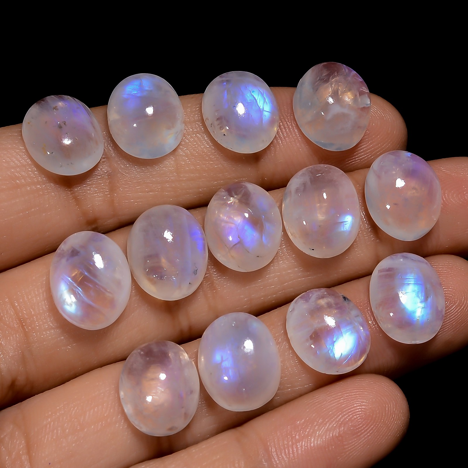 Natural Rainbow Moonstone Oval Cabochon Gemstone Lot 20 Ct 12X10X5 mm GCL-7