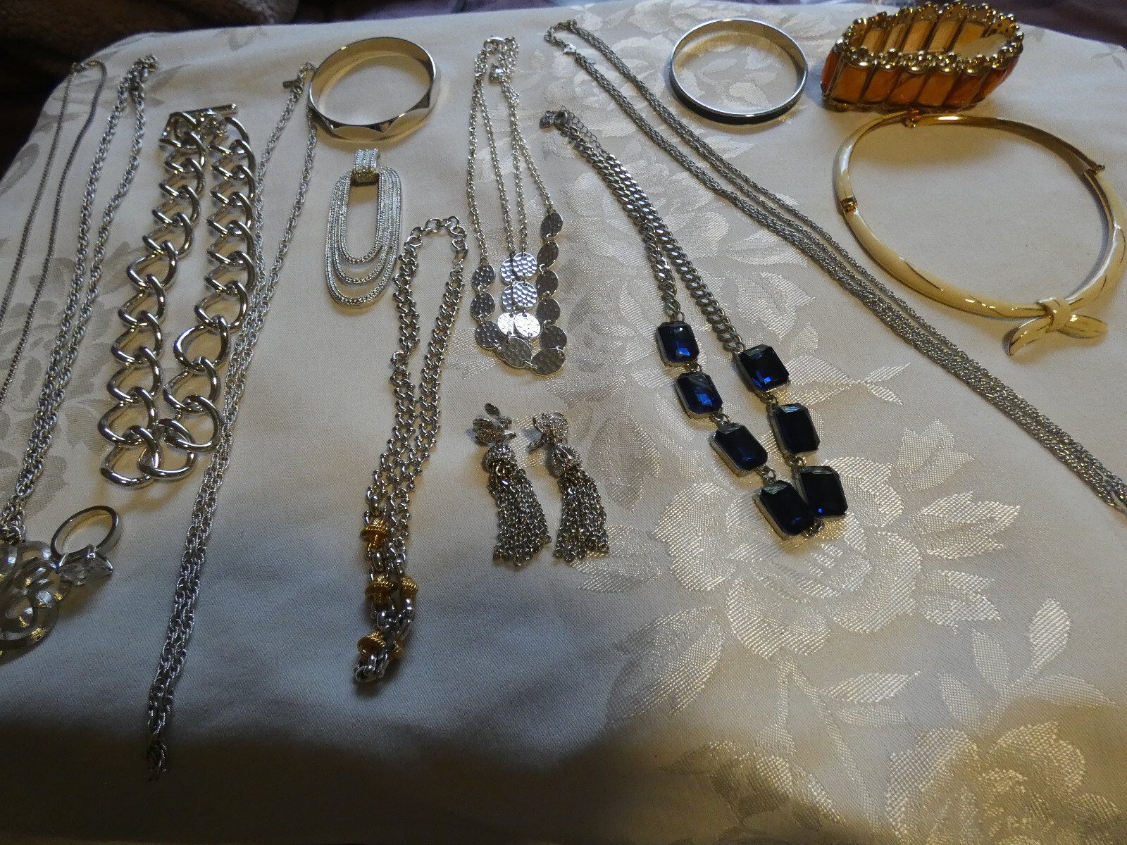 Vintage Signed Monet Lot of 17, Necklaces, Bracelets , Clip-on Earrings, Pendan